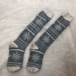 Gray Snowflakw Boot Socks